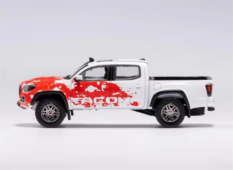 GCD TOYOTA Tacoma Pickup Red White LHD 1:64 Truck Pre-built Model view2