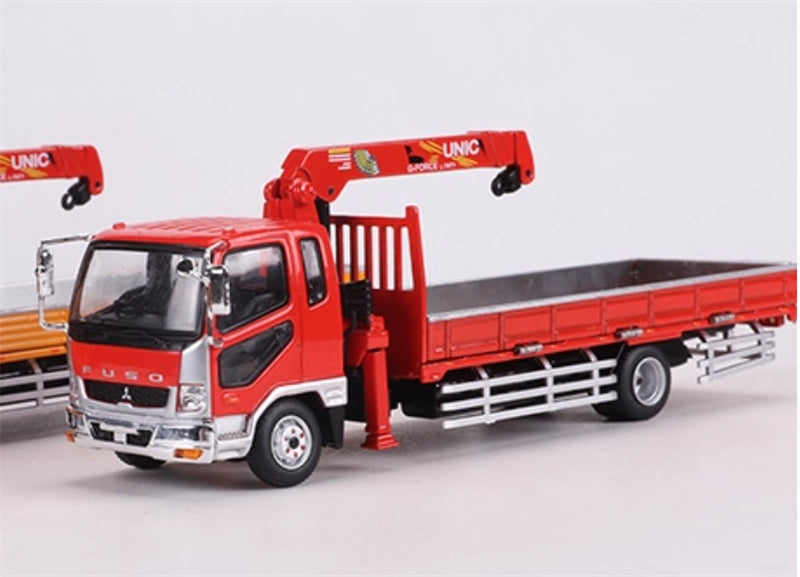 GCD Mitsubishi Fuso Boom Crane Truck Red w/ Coarse & Fine Metal Tubes RHD Limited Edition 888PCS only 1:64 Truck Pre-built Model view5