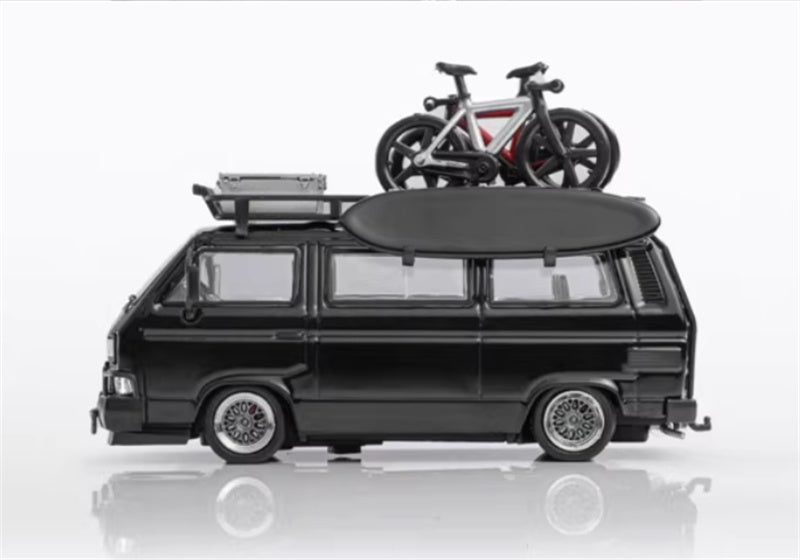 Mortal VW T3 Magway van Exhibition Edition Black - with Accessories 1:64 Car Pre-built Model view3