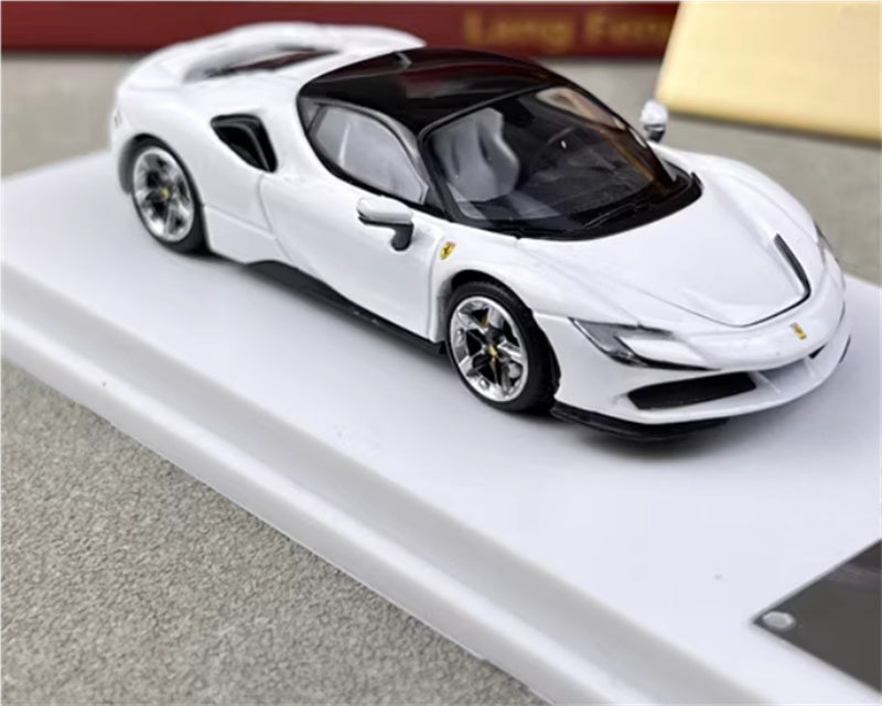 Lang feng Model Ferrari SF90 supercar White hardtop 1:64 Car Pre-built Airliner Model Display view5
