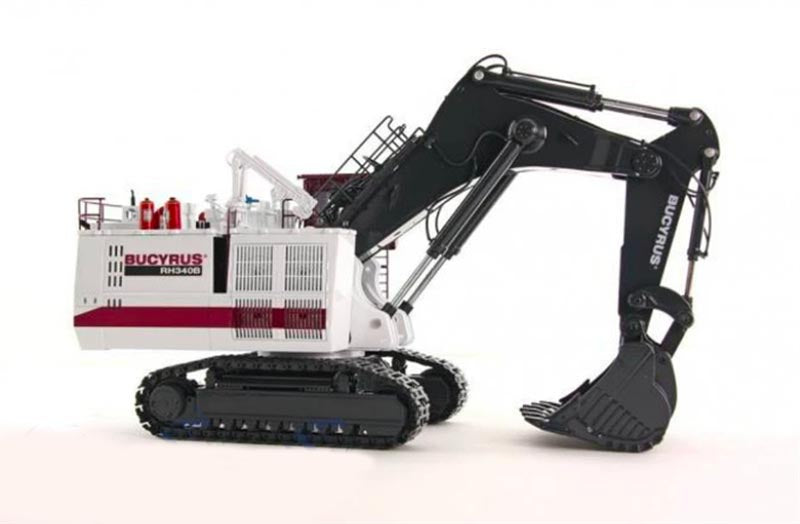 1:50  BUCYRUS RH340B Bymo Limited Collectors Edition Backhoe Black Red White Diecast Model