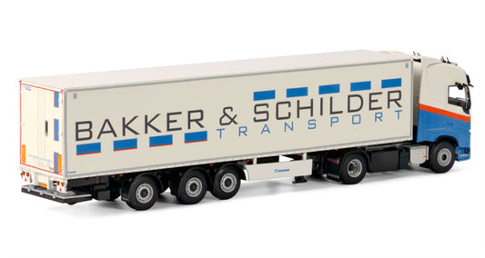 WSI VOLVO FH4 GL 4x2 BOX TRAILER - 3 AXLE Bakker & Schilder Transport 1:50 Truck Pre-built Model
