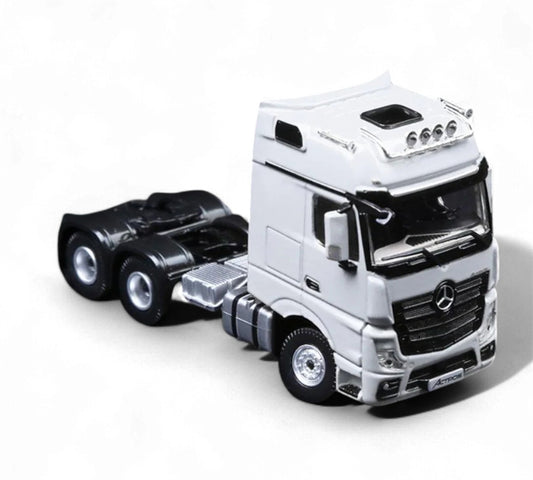 TimeMicro & Perka Mercedes BENZ ACTROS FLATBED TRANSPORT VEHICLE White 1:64 Truck Pre-built Model view2