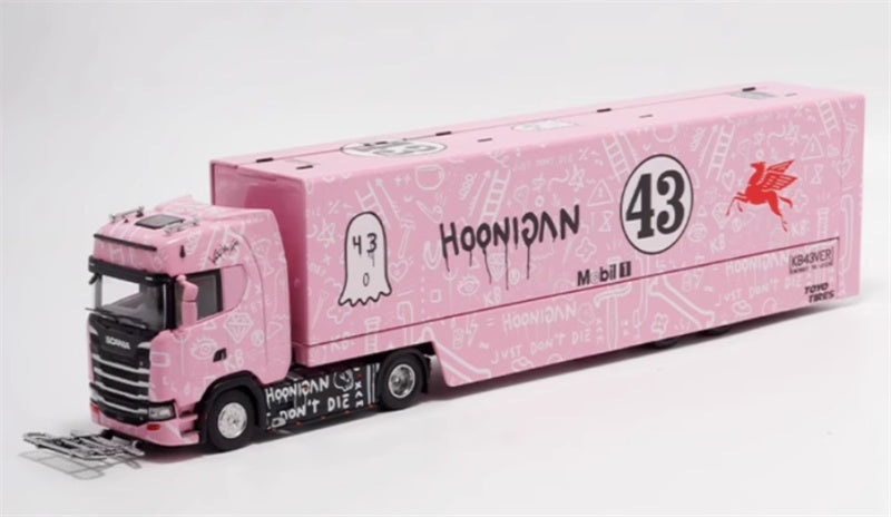 Max well Scania S730 double decker transport vehicle Pink 1:64 Truck Pre-built Model