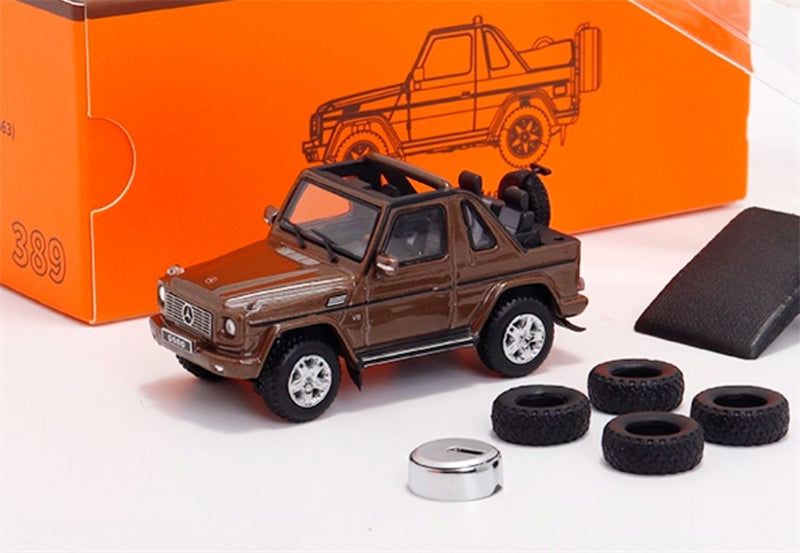 GCD Mercedes benz G500 two-door short-wheelbase convertible off-road with roof comes with 4 tires brown LHD 1:64 Car Pre-built Model view7