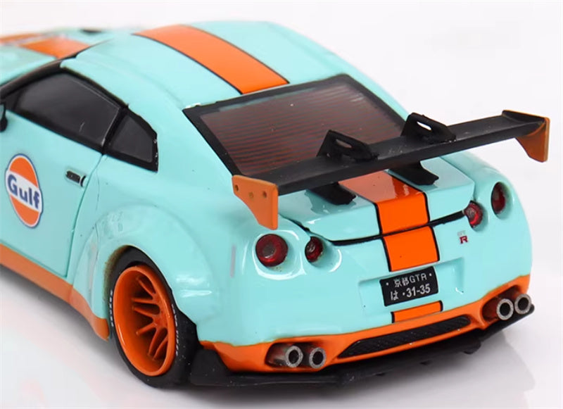 Oldtime Model Nissan GTR R35 LB PERFORMANCE wide body modification GULF 1:64 Car Pre-built Airliner Model Display view10
