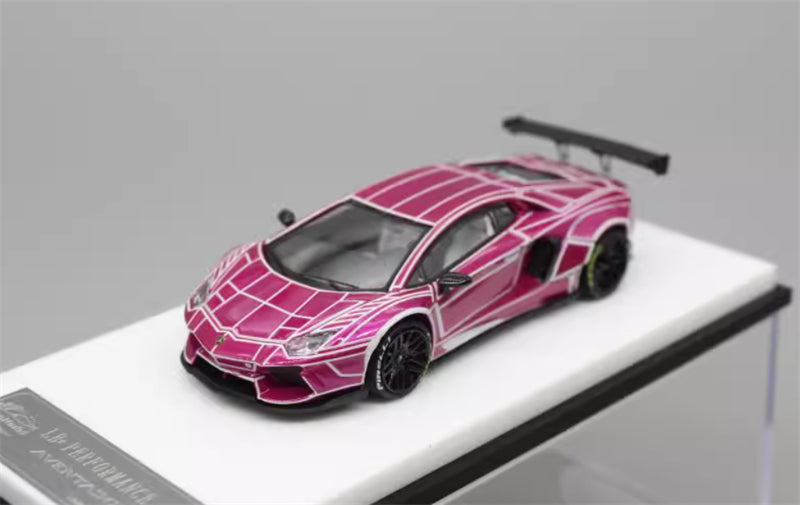 KING MODEL Lamborghini LP700 AVENTADOR Burst Pattern Luminous Edition Electroplating Pink w/ wheels 1:64 Car Pre-built Model view1
