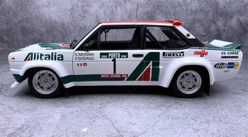 Kyosho Fiat 131 1978 Rally Alitalia Pirelli MHAGNET MARELL HOTEL ESTORIL SOL mirafiori 1:18 Car Pre-built Model view6