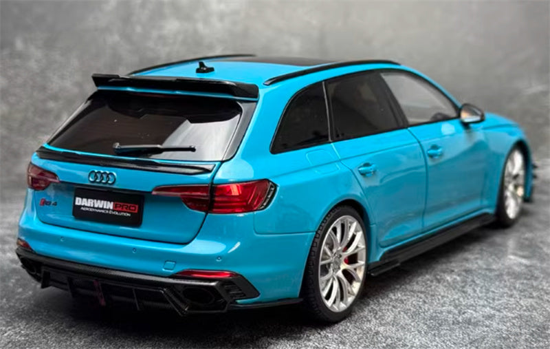Kiloworks AUDI RS4 Avant Darwin Pro Flowing Blue 1:18 Car Pre-built Model