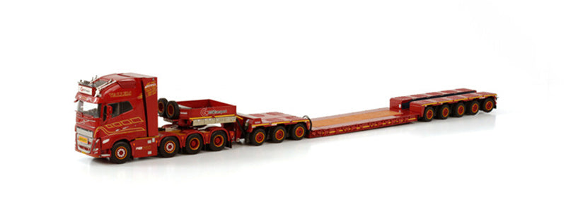 WSI  VOLVO FH5 GLOBETROTTER XL 8X4 LOWLOADER - 5 AXLE + DOLLY 3 - AXLE VALLEM 1:50 DIECAST Truck Lorry