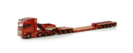 WSI  VOLVO FH5 GLOBETROTTER XL 8X4 LOWLOADER - 5 AXLE + DOLLY 3 - AXLE VALLEM 1:50 DIECAST Truck Lorry