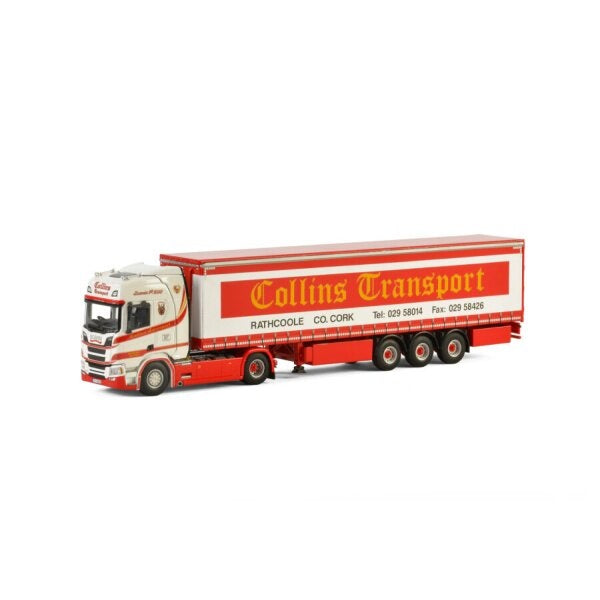 1:50 SCANIA COLLINS TRANSPORT R HIGHLINE CR20H CURTAINSIDE TRAILER 3 AXLE WSI   DIECAST Model