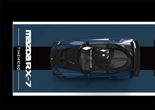 TIMEMICRO Mazda RX-7 Veilside Black Blue Limited Edition 999PCS ONLY 1:64 Car Pre-built Model view2