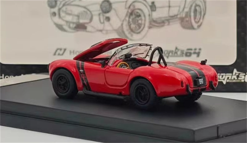 Fine Works&HM Ford Shelby 427 Cobra Metallic red + Black Stripe Limited Edition 499PCS ONLY 1:64 car Pre-built Model view7