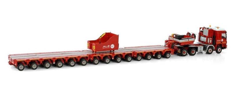 MAMMOET ALE MB ACTROS 8X8 WITH BALLASTBOX + 14 AXLE SCHEUERLE SET 1:50 DIECAST Truck Lorry