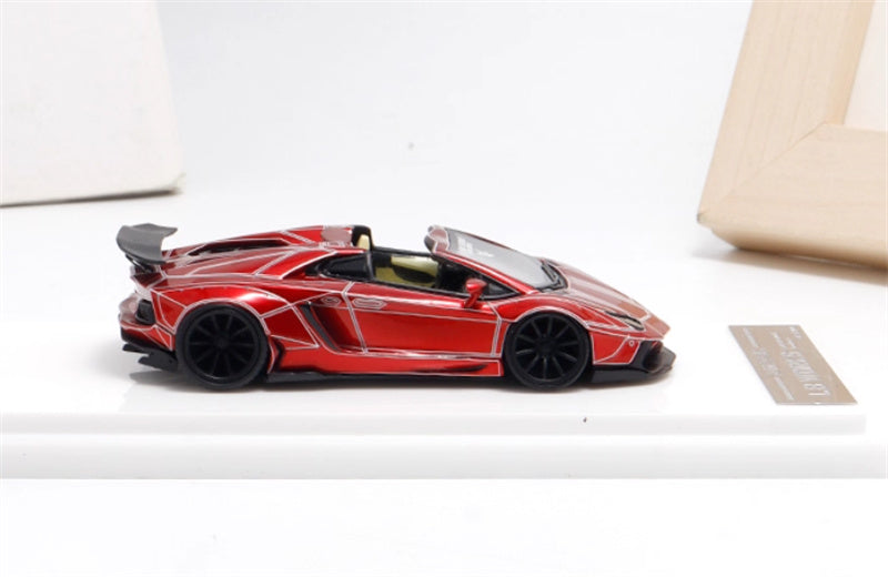 Flame Lamborghini LP700 Convertible Widebody Limited Edition 199PCS ONLY Red explosion pattern 1:64 Car Pre-built Model view3