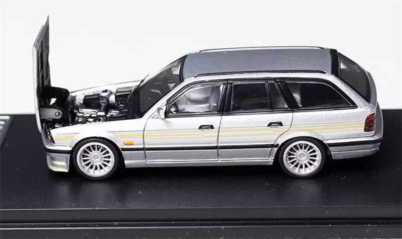 Mortal BMW E34 ALPINA B10 TOURING 5 Series wagon silver Gold Strip Limited Edition 999PCS ONLY 1:64 Car Pre-built Model view2