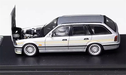 Mortal BMW E34 ALPINA B10 TOURING 5 Series wagon silver Gold Strip Limited Edition 999PCS ONLY 1:64 Car Pre-built Model view2