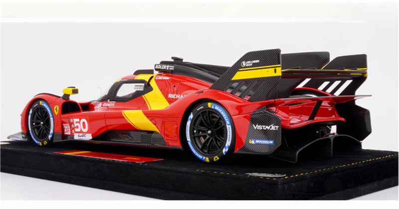 BBR MODELS Ferrari 499P #50 Hypercar Launch Edition 2022 red Black velvet base Adler Michelin Vistajet Hyper car Richard Mille 1:18 Car Pre-built Model view2
