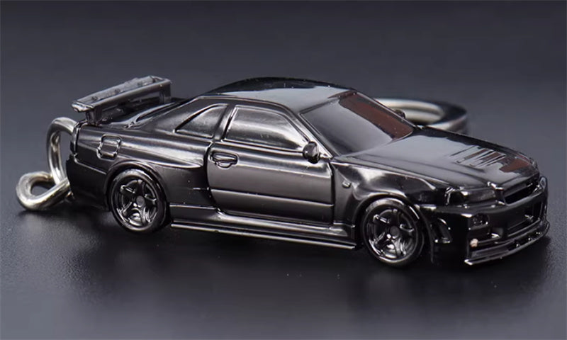 1:87 Nissan GTR34  Electroplating Dark gray  SEEKER  DIECAST Keychain Model