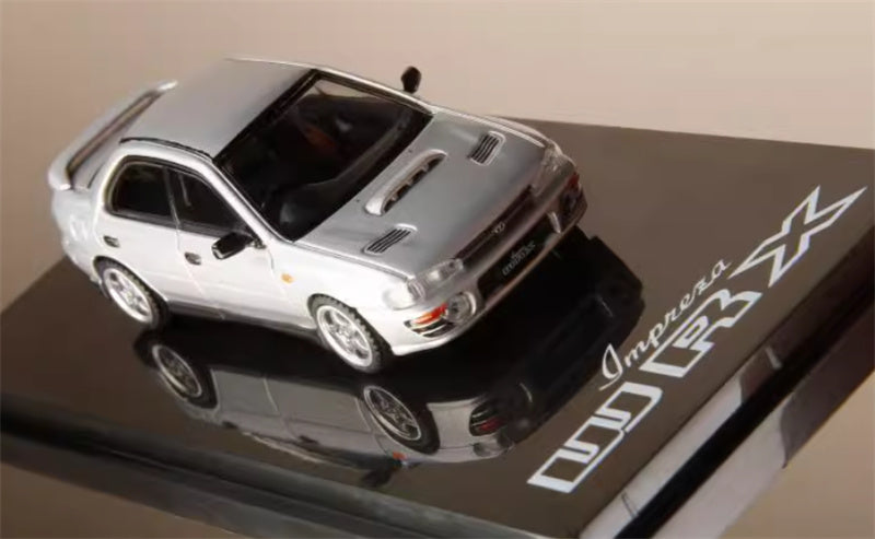 Hobby JAPAN SUBARU IMPREZA WRX (GC8) 1992 with Engine Silver - Silver Wheel 1:64 Car Pre-built Model view5