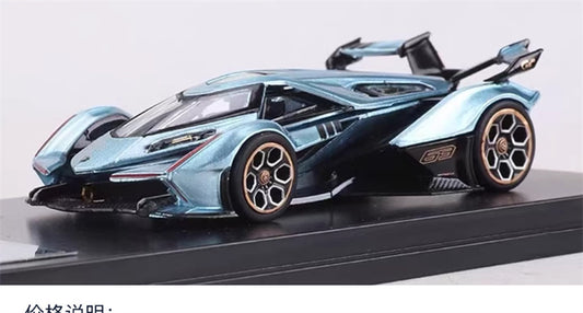 LeManFang Lamborghini V12 Vision VGT Concept Car ice blue 1:64 Car Pre-built Model view1