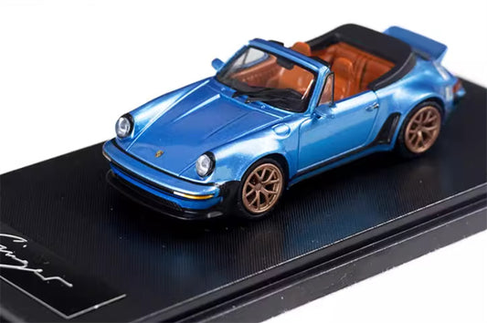 Rhino Model Porsche Singer Turbo Study 930 Blue convertible version 1:64 Car Pre-built Model view1