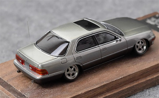Fine works 64 Lexus LS400 Silver w/ gray skirt edge Low lying wheels Limited Edition 500PCS ONLY 1:64 Car Pre-built Model view2