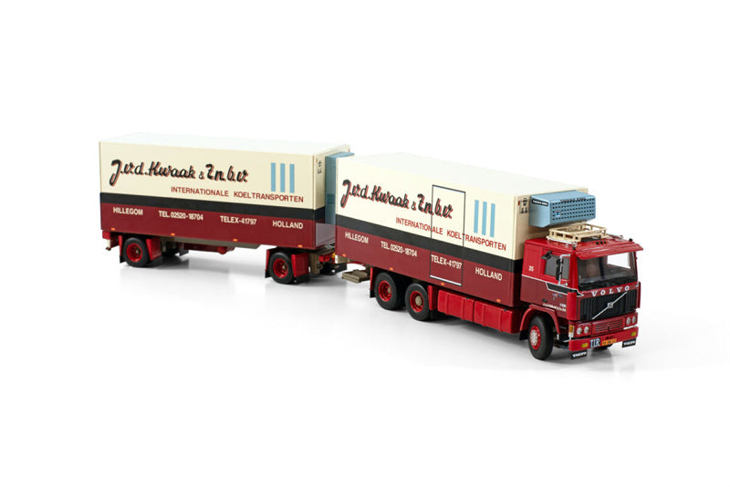 WSI VOLVO F12 6X2 TAG AXLE RIGED REFRIGERATED COMBI - 5 AXLE  VAN DER KWAAK 1:50 Truck Pre-built Model