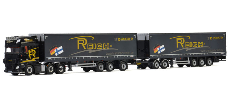 WSI  DAF XF SUPER SPACE CAB 6X2 TWINSTEER CURTAINSIDE TRAILER (LZV)- 3 AXLE Reich Philipp TS Logistics OY 1:50 Truck Pre-built Model