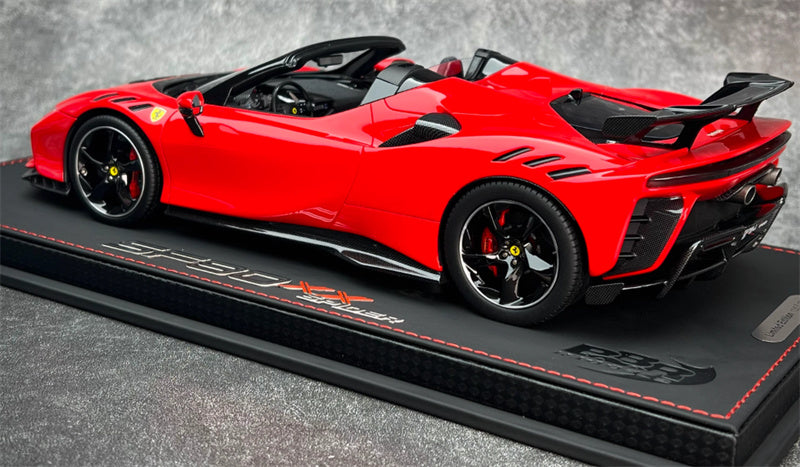 BBR MODELS Ferrari SF90XX Spider Rosso Crosa Limited Edition 150PCS ONLY Leather base 1:18 Car Pre-built Model view5