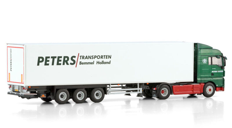 WSI MAN TGX XLX EURO 6 FACELIFT 4X2 BOX TRAILER - 3 AXLE Peters Transporten 1:50 Truck Pre-built Model