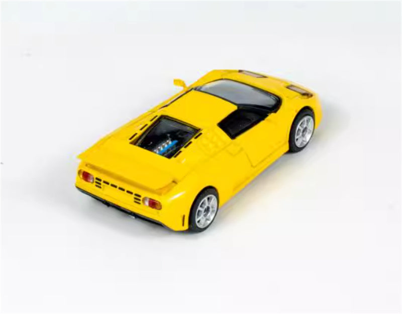 MINIGT Bugatti EB110 Super Sport Yellow color box packaging 1:64 Car Pre-built Model view10