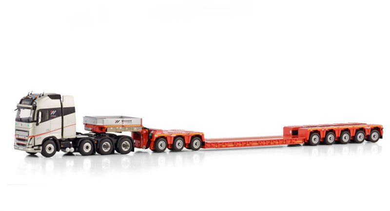 WSI  VOLVO FH5 GLOBETROTTER XL 8X4 LOW LOADER WITH DOLLY 3 AXLE - 5 AXLE Richard Wagner 1:50 Truck Pre-built Model