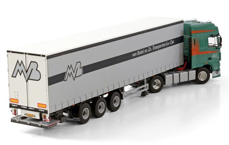 WSI DAF XF 95 SUPER SPACE CAB 4X2 CURTAINSIDE TRAILER - 3 AXLE VAN BAKEL 1/50 Truck Pre-built Model