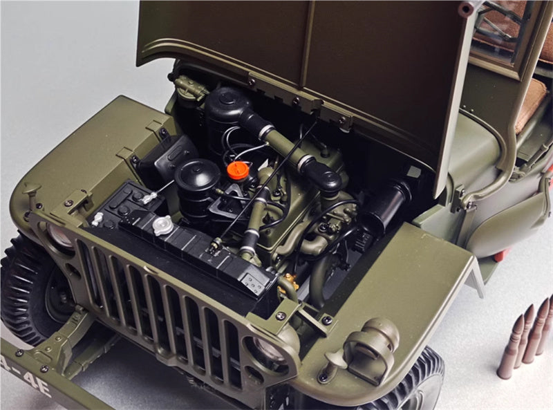 PREMIUM X 1943 Jeep Wells MB Trailer M3 Anti Tank Set Olive green 1:8 DIECAST Tank