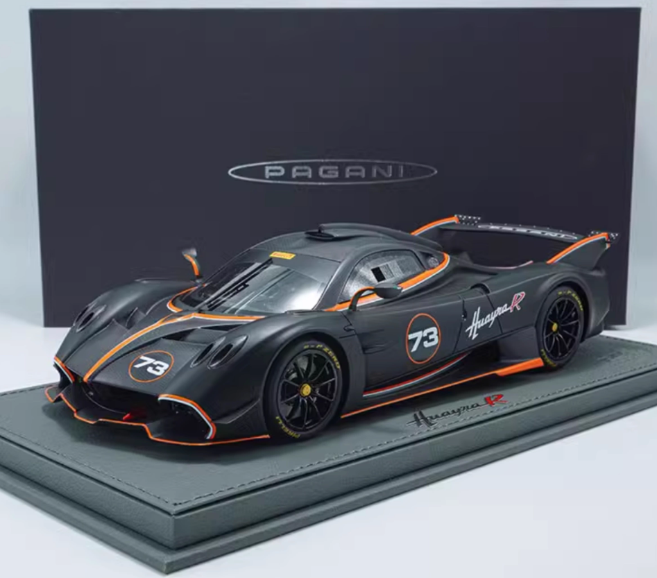 BBR MODELS Pagani Huayra R Limited Edition Matte Black Pirelli P Zero 1:18 Car Pre-built Model view9