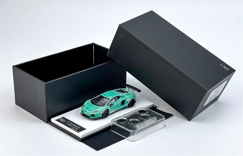KING MODEL Lamborghini LP700 AVENTADOR Burst Pattern Luminous Edition Electroplated Green 1:64 Car Pre-built Model view9