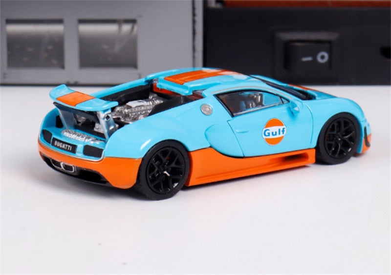 Mortal Bugatti Veyron Gulf Black Wheel Weihang Limited Edition 799PCS ONLY 1:64 Car Pre-built Model view4