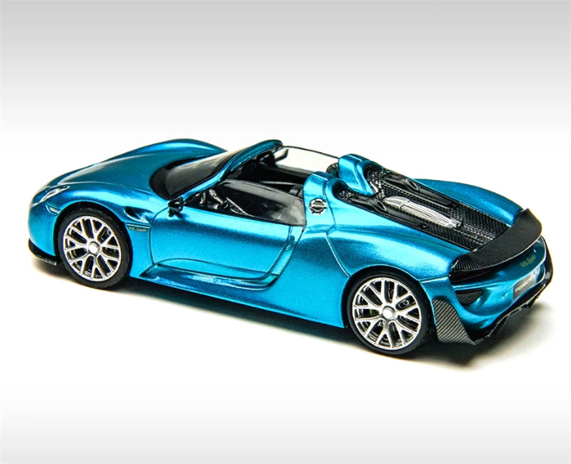 TimeMicro Porsche 918 Spyder roadster Metal Blue 1:64 car Pre-built Model view5