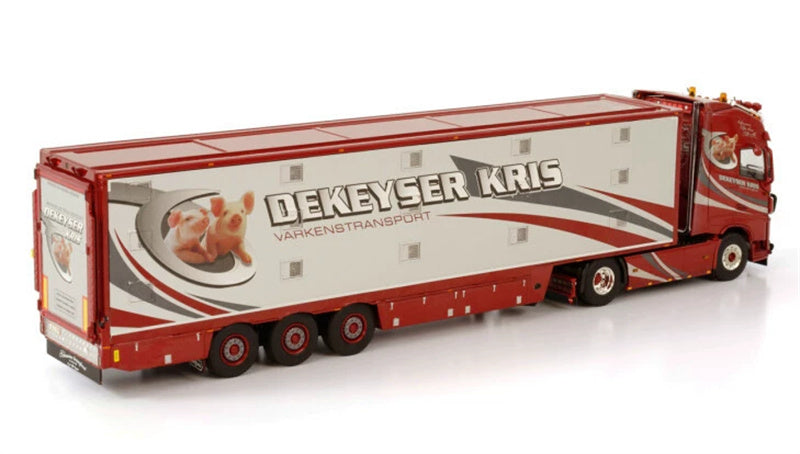 WSI VOLVO FH4 GLOBETROTTER XL 4X2 LIVE STOCK TRAILER - 3 AXLE DEKEYSER KRIS 1:50 Truck Pre-built Model