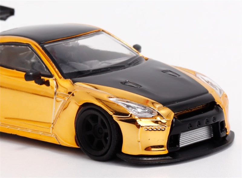 Fuji Nissan GT-R R35 Pandem Rocket Bunny Widebody Modification Car Electroplated gold black Limited Edition 599PCS ONLY 1:64 Car Pre-built Model view7
