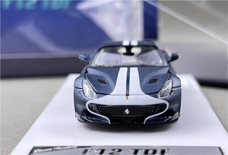 Stance Hunters Ferrari F12 TDF Supercar Limited Edition 499PCS ONLY Tour de France blue - white stripes 1:64 Car Pre-built Model view5