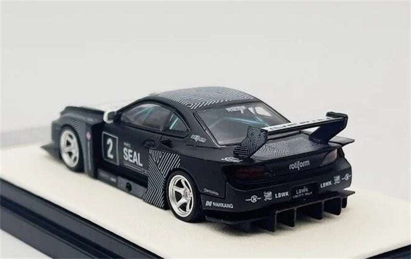 TimeMicro Nissan S15 SILVIA #2 LBWK Black Regular Version Limited Edition 2000PCS ONLY 1:64 car Pre-built Model view6
