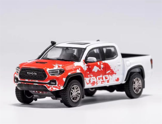 GCD TOYOTA Tacoma Pickup Red White LHD 1:64 Truck Pre-built Model view1