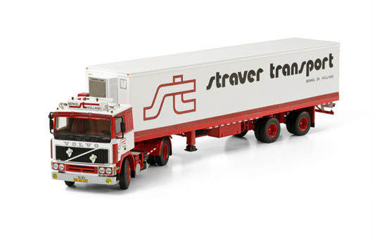 WSI VOLVO F12 4X2 CLASSIC REEFER TRAILER - 3 AXLE STRAVER 1:50 Truck Pre-built Model