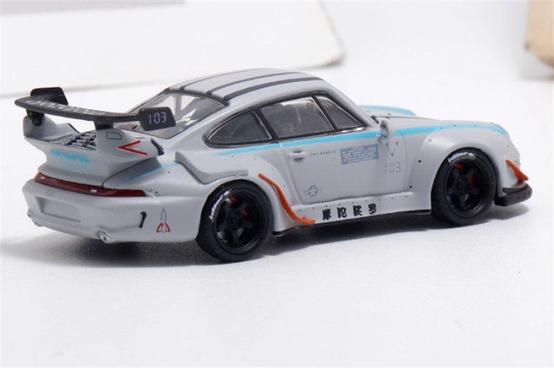 TOP MODELS Porsche RWB 993 Motozolo Battle Grey Limited Edition RAUH - Welt 1:64 Car Pre-built Model view5