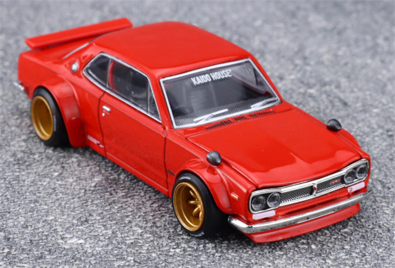 KaidoHouse x MiniGT Nissan Skyline 2000GT-R KPGC10 Kaido Street V1 red color box packaging 1:64 Car Pre-built Model view1