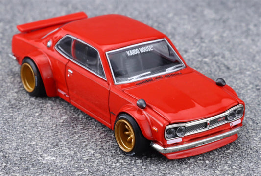 KaidoHouse x MiniGT Nissan Skyline 2000GT-R KPGC10 Kaido Street V1 red color box packaging 1:64 Car Pre-built Model view1