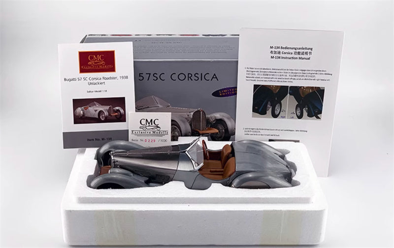 CMC Bugatti 57 SC Corsica Roadster 1938 unpainted Limited Edition 1:18 DIECAST Car